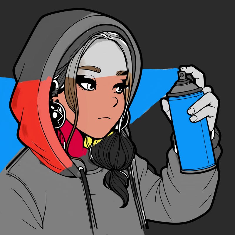 a realistic girl, spray painting