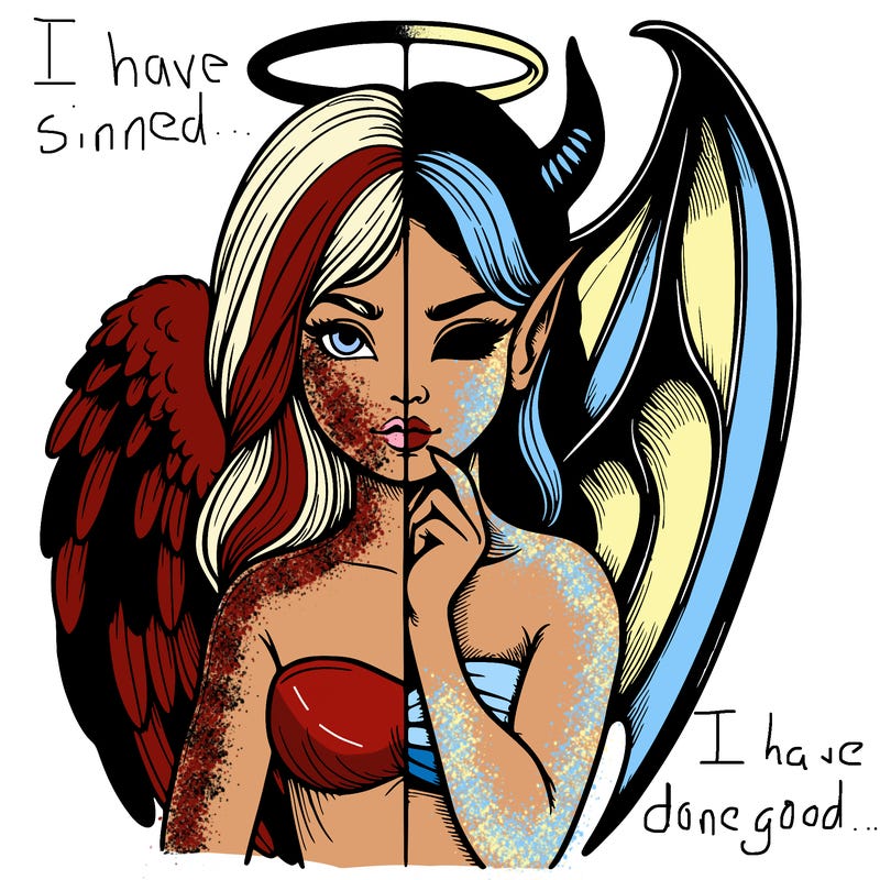 realistic angel half demon