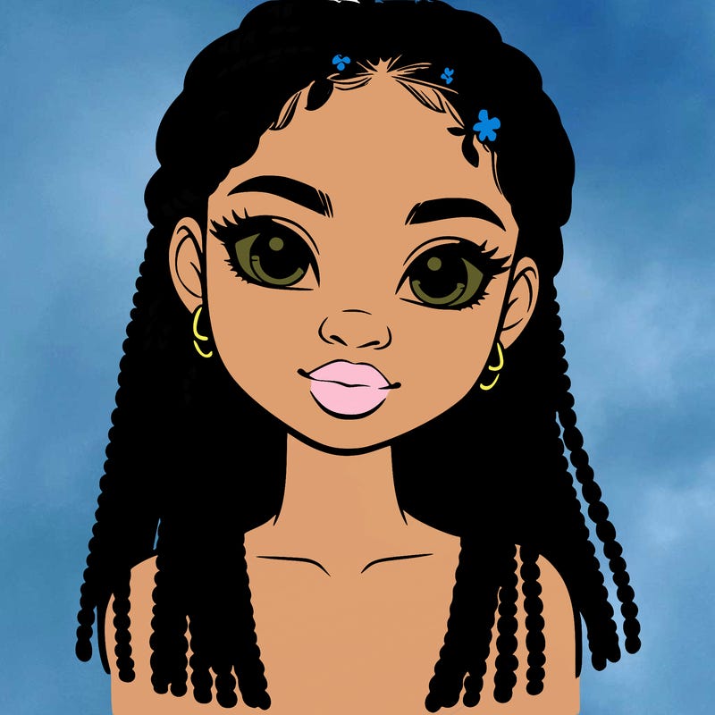 a realistic black girl with braids