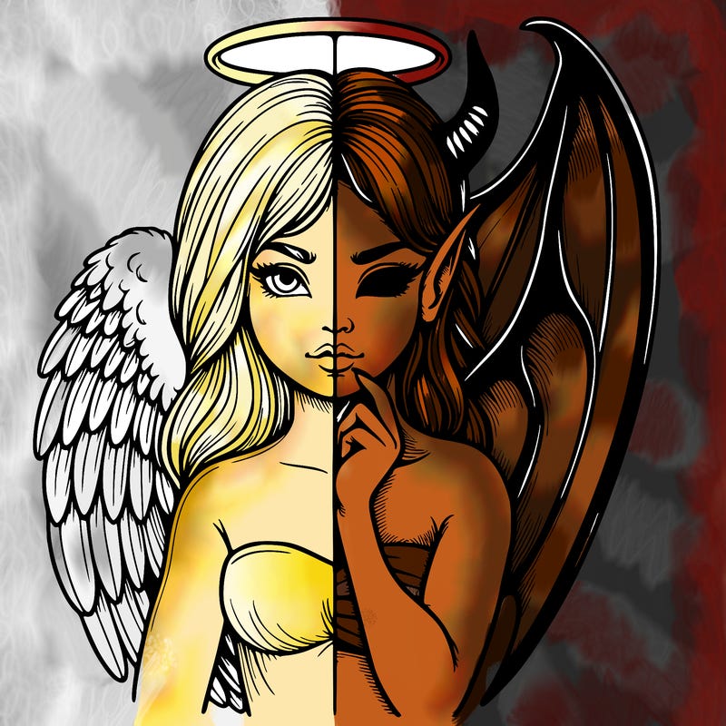 realistic angel half demon