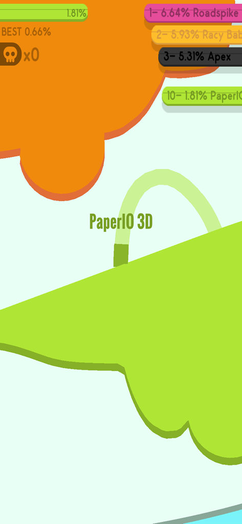 3D PaperIO - Pie battle ground - Gameplay screenshot of 3D PaperIO showing territory conquest and player leaderboard