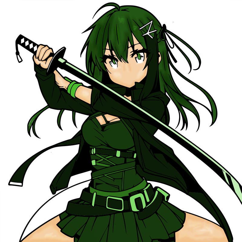 anime girl with sword in cool pose