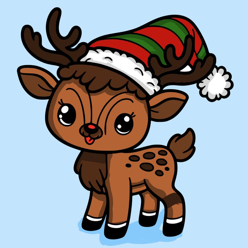 christmas reindeer with santa hat