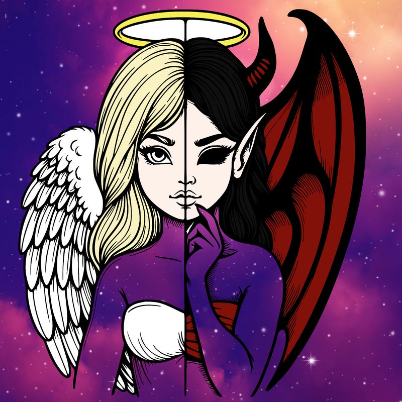 realistic angel half demon