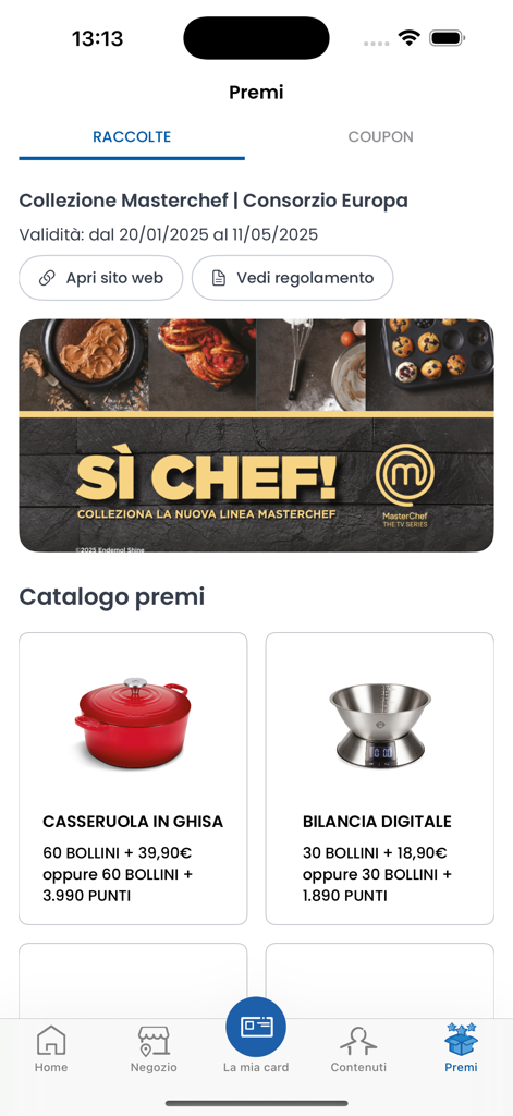 SuperSIGMA - SuperSIGMA app rewards catalog screen displaying Masterchef collection kitchenware products