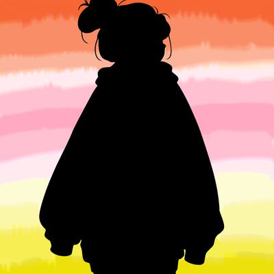 realistic girl with a oversized sweatshirt on and a bun