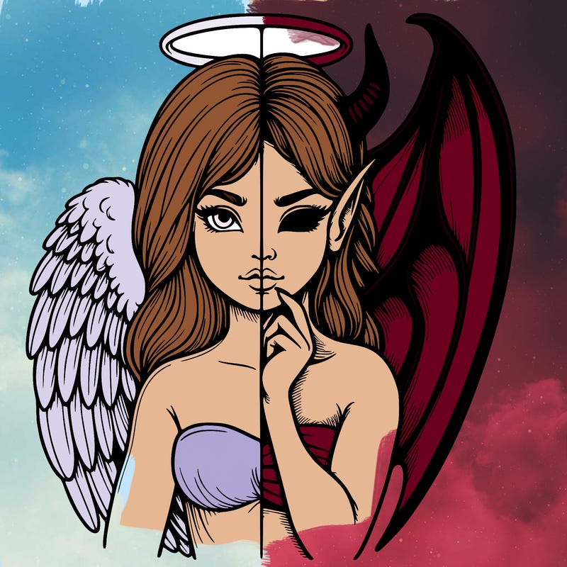 realistic angel half demon