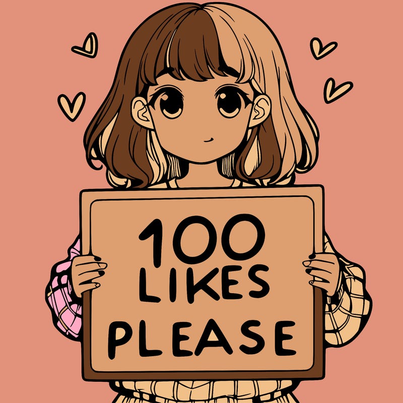 a girl holding a sign saying 100 likes please