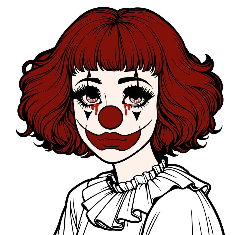 a clown girl realistic