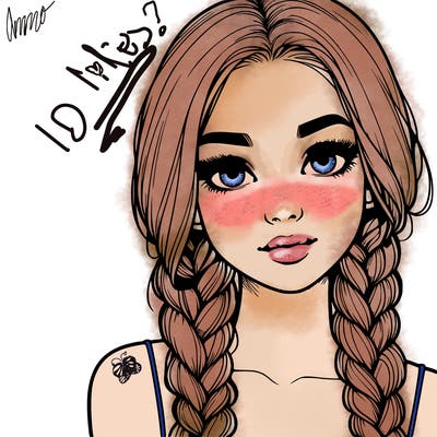 realistic girl with braids