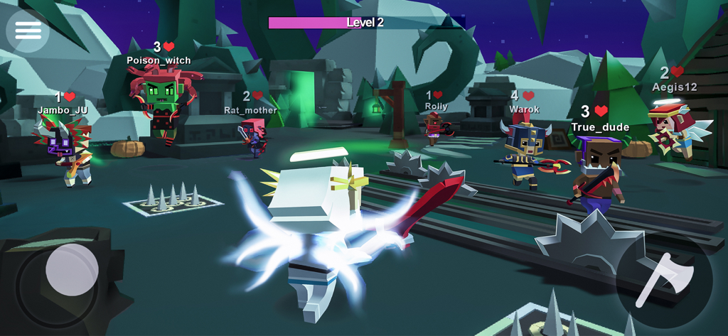 AXES.io – Battle Royale Game - AXES.io battle royale gameplay with blocky heroes in a snowy arena