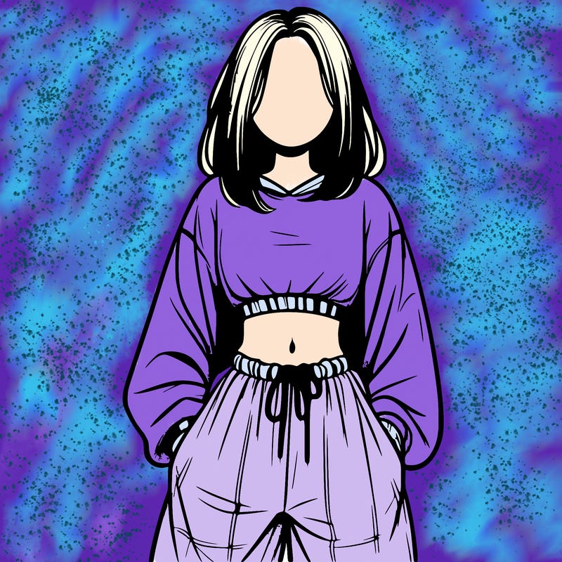 realistic girl faceless with baggy pants and a crop top