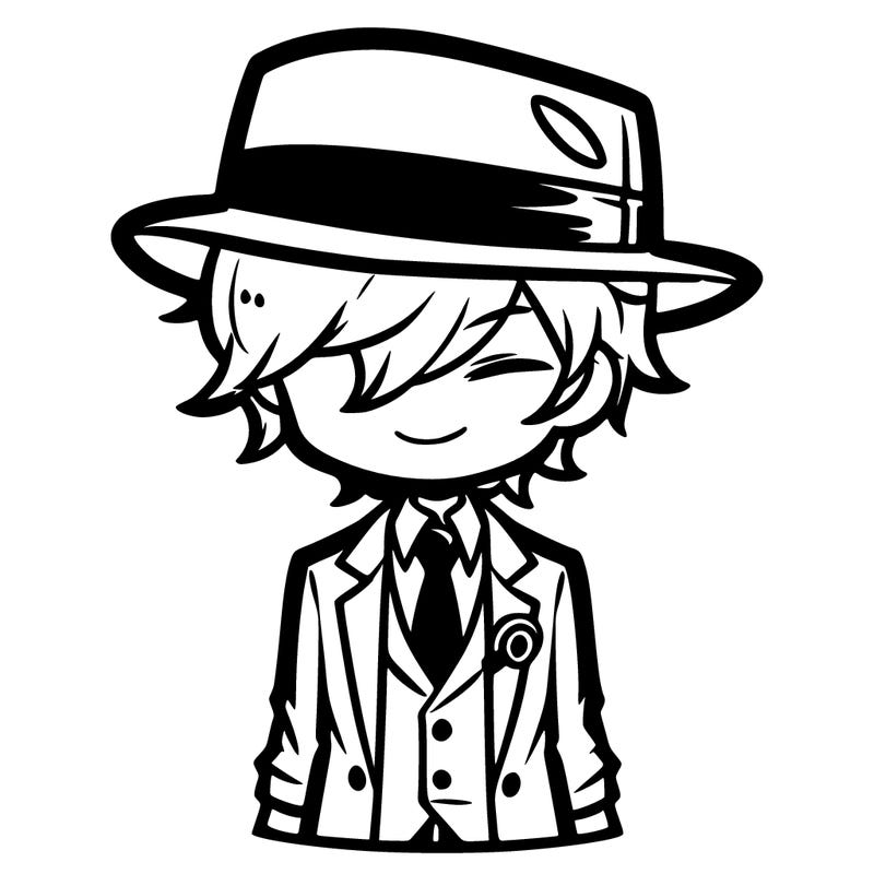 manga character wearing a suit with a top hat