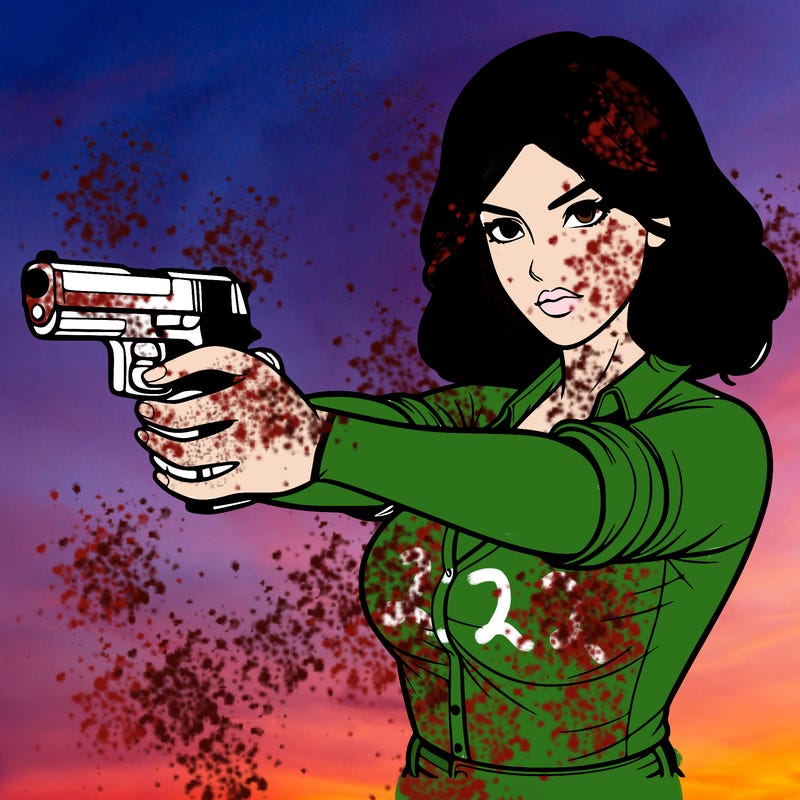 realistic women pointing a gun