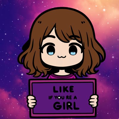 a cute girl holding a sign that says like if you’re a girl