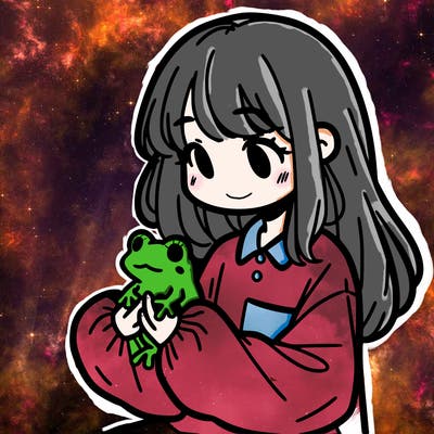 girl with long hair and a oversized shirt. and she is holding a frog