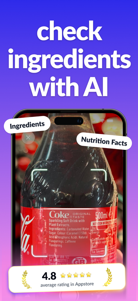 Goodie AI: Food Scanner - Smartphone using Goodie AI to scan the ingredients and nutrition facts on a food product label