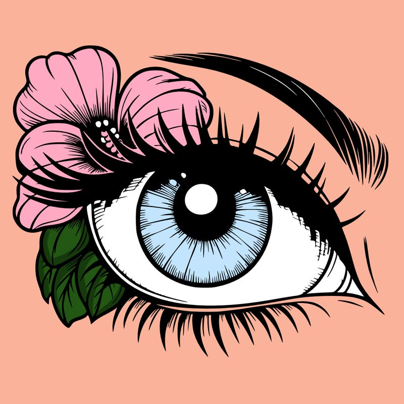 realistic eye with flower