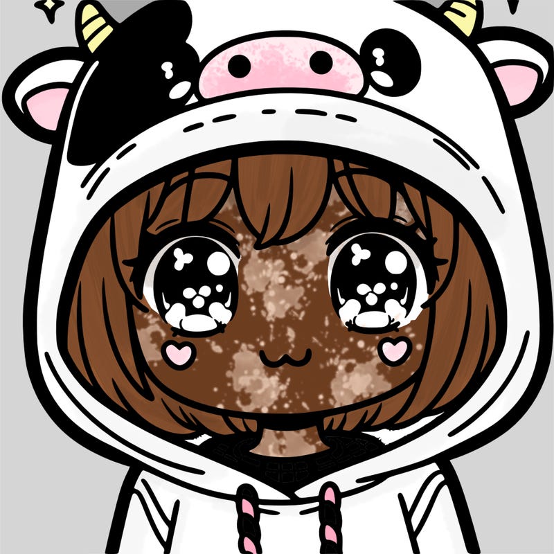kawaii girl with cow hoodie