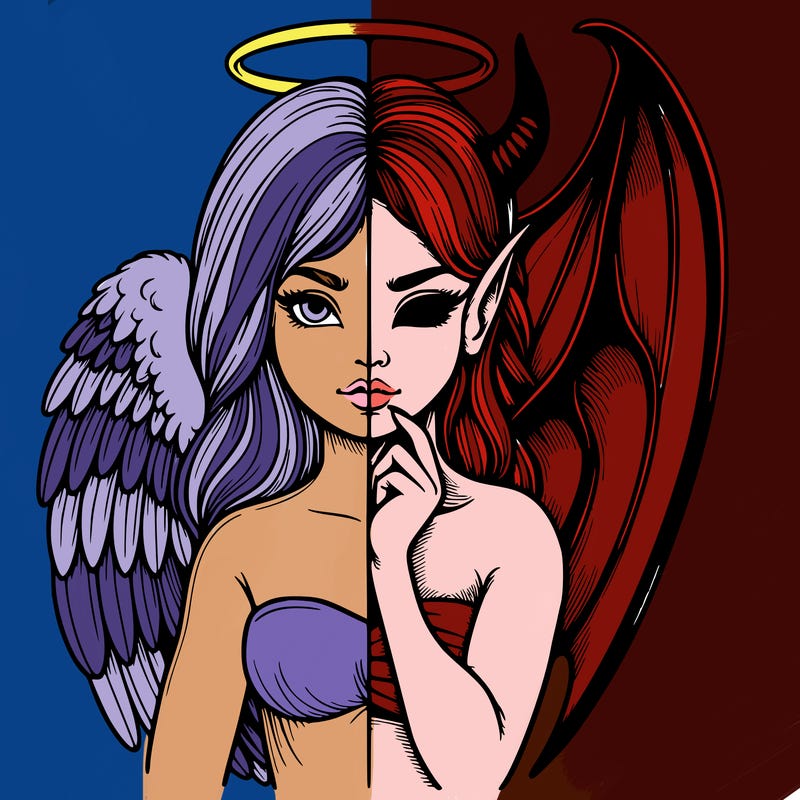 realistic angel half demon