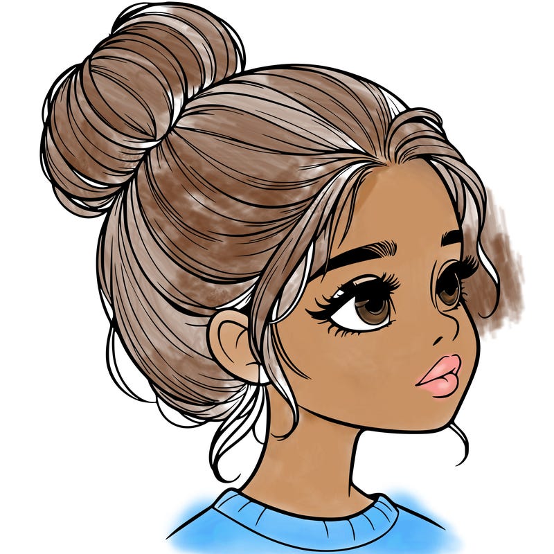 realistic girl with bun