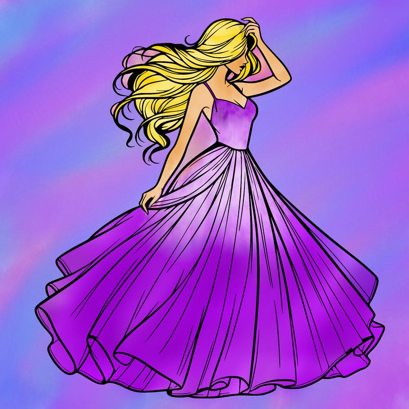 realistic woman with dress flowing in the wind