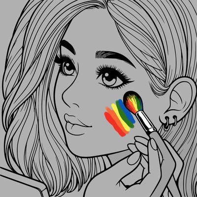 a realistic girl doing her makeup