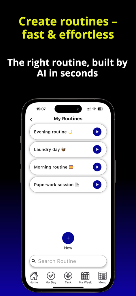 ADHD Easy-Do your ADHD Planner - ADHD Easy-Do app interface showing AI powered routines like morning and evening schedules