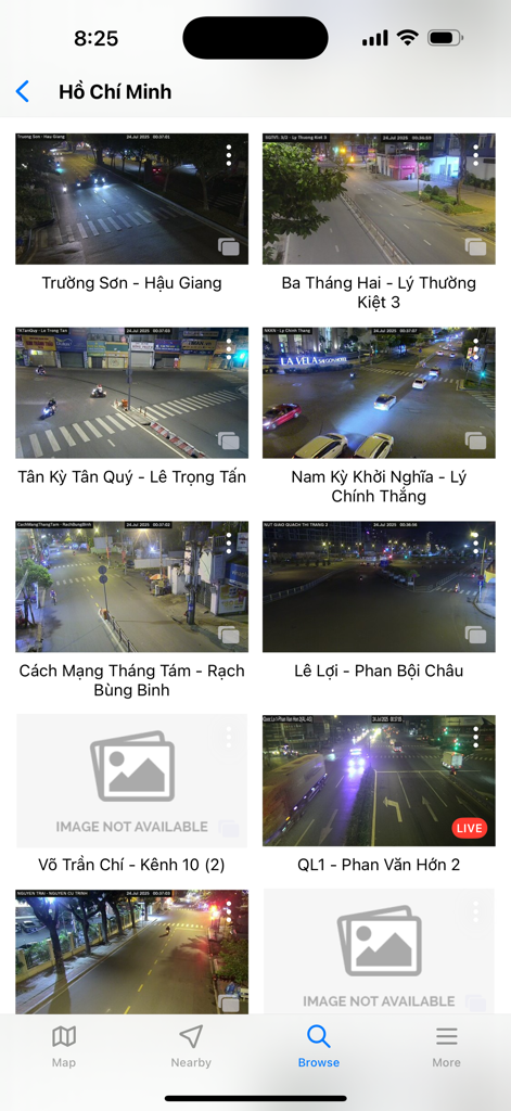 VN Traffic Cameras - A list of live traffic camera feeds for intersections in Ho Chi Minh City