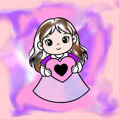 easy to paint girl with heart ❤️