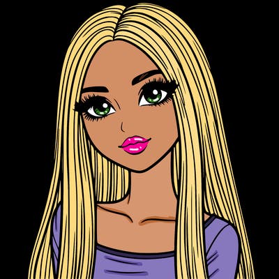 realistic girl with straight and long hair