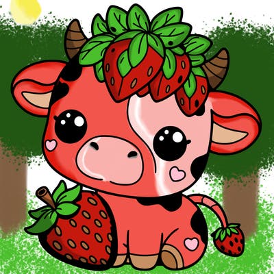 cute strawberry cow