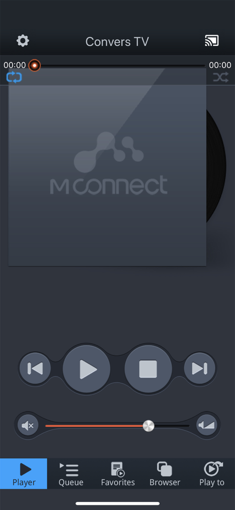 mconnect Player - mconnect Player app interface with audio controls and casting features for high resolution music streaming