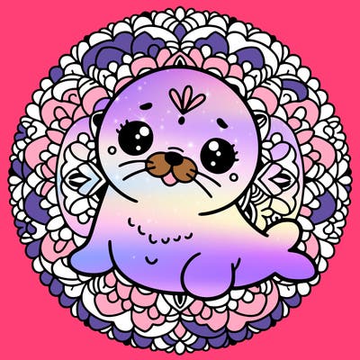 a cute baby seal mandala