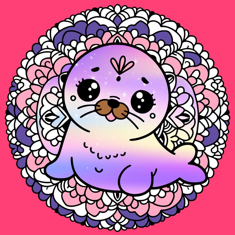 a cute baby seal mandala