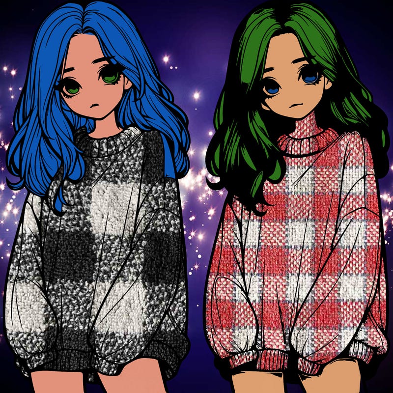 realistic girl with baggy sweater