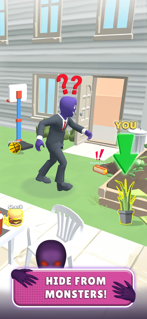 Hunt & Seek - A player hiding as a potted plant in the Hunt and Seek mobile game