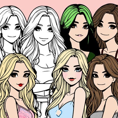 a group of realistic girls