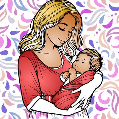 mother holding baby realistic