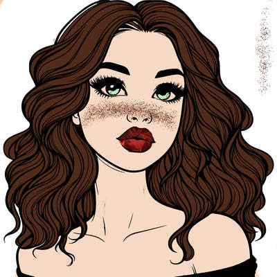 realistic girl with wavy hair and lips