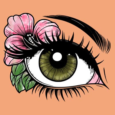 realistic eye with flower