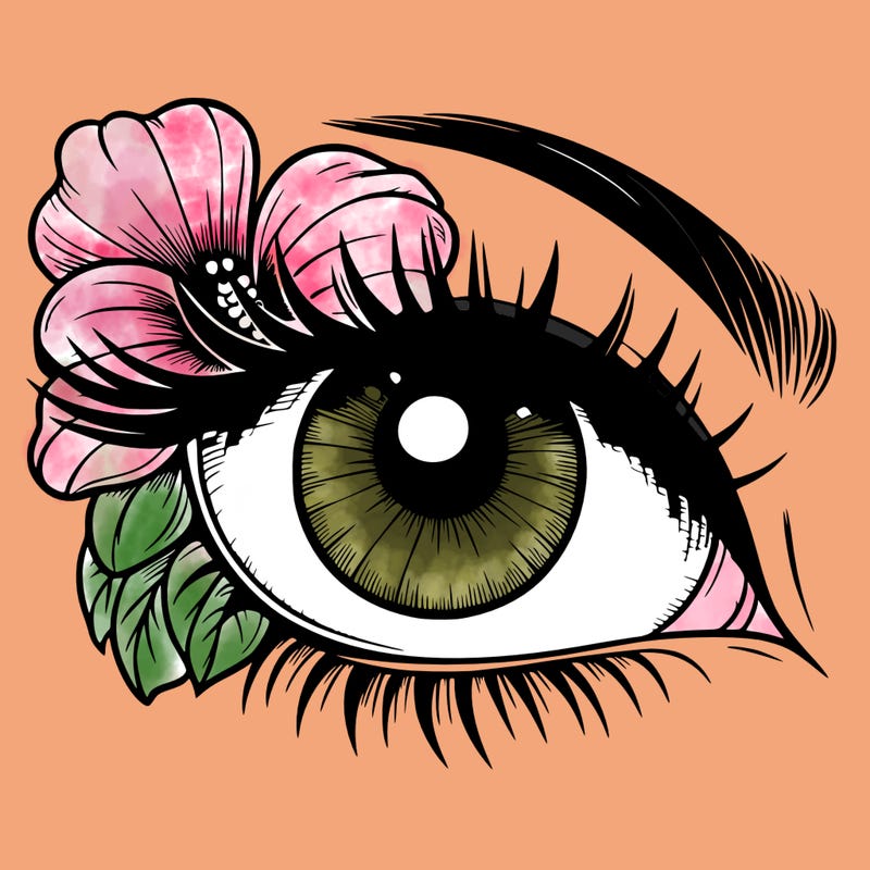 realistic eye with flower