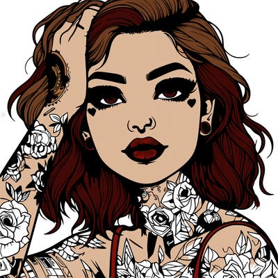 realistic girl with tattoos all over