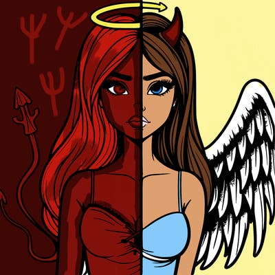 devil vs angel realistic girl