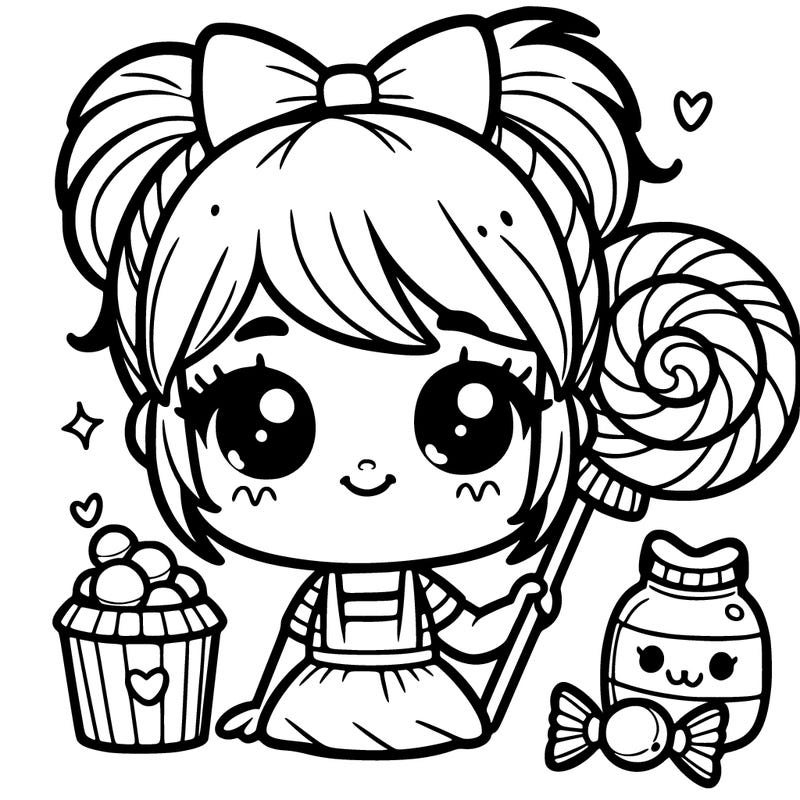 little girl with a lollypop and some candy