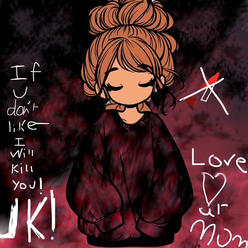 girl with baggy sweatshirt and messy bun