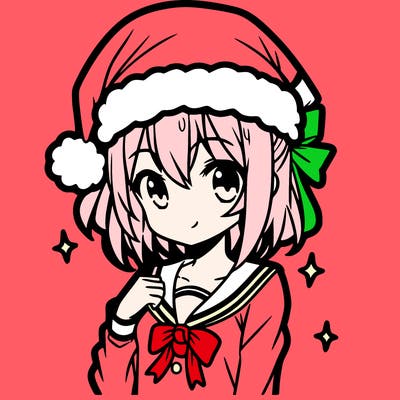 anime girl wearing a santa hat