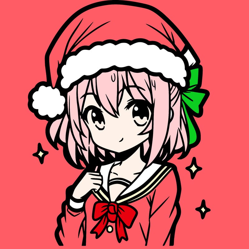 anime girl wearing a santa hat