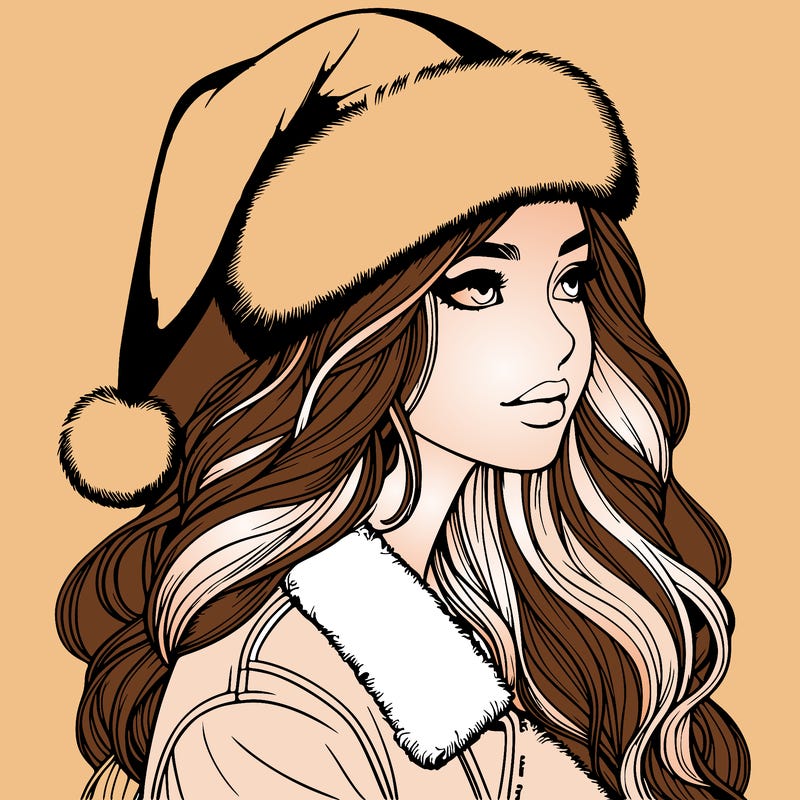realistic girl in santa hat