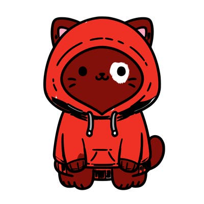 a cat wearing a light blue hoodie